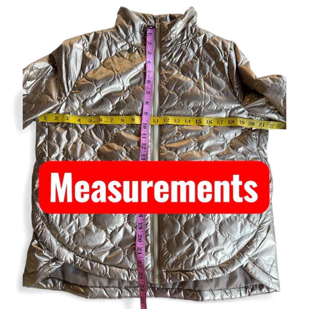 NWT Umgee Puffer Jacket Metallic matte gold pockets lined holiday zipper S M - Picture 5 of 17